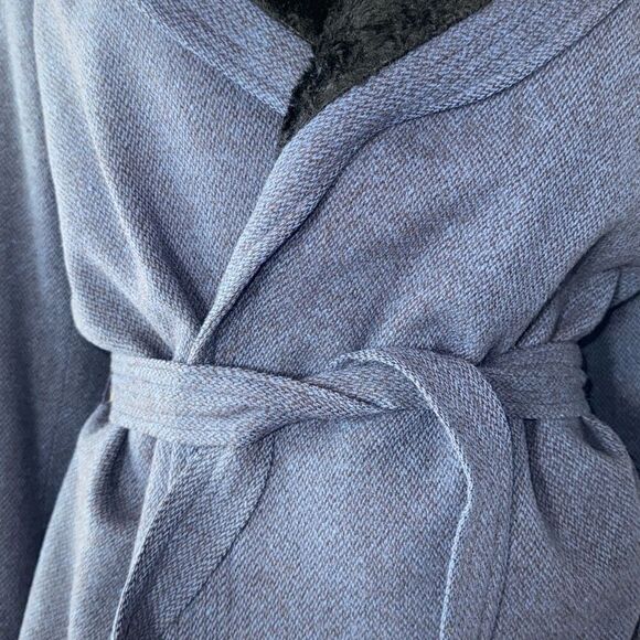 Vintage 1930’s 1940’s Blue Wool Double Breasted Belted Jacket Large Collar Size - Picture 4 of 15